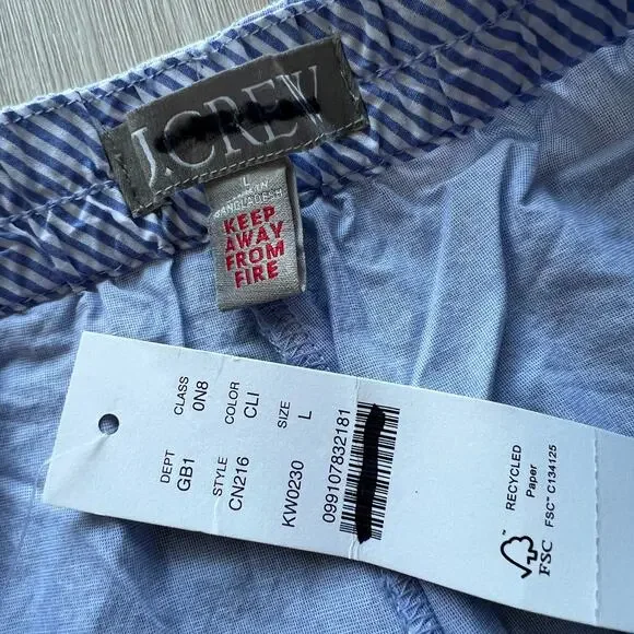 J Crew Classic Pajama Pant In End On End Cotton Large Light Blue Cool Lilac - Picture 3 of 10